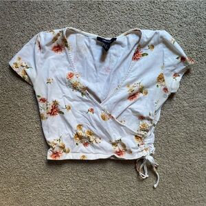 f21 floral wrap top